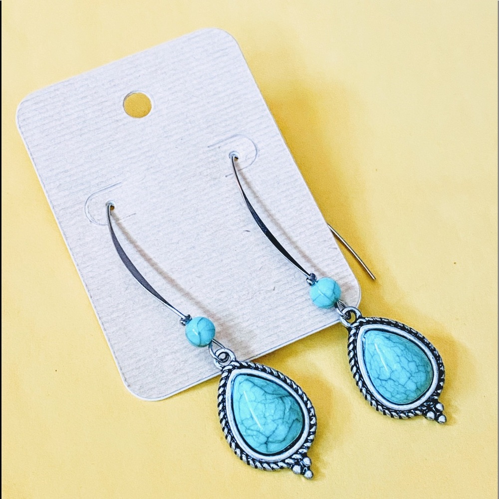 NEW Light Green Variscite Statement Earrings